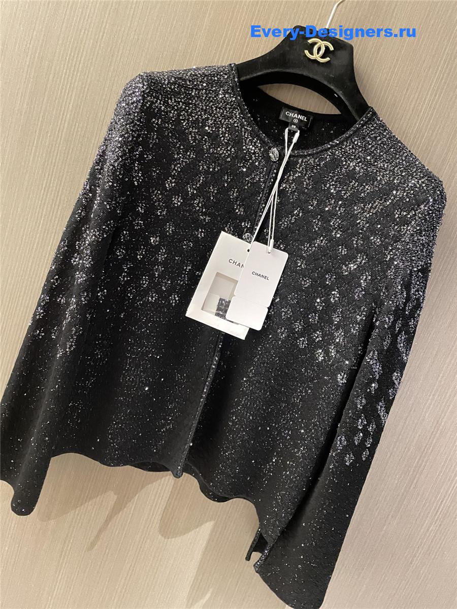 Ch**el black sequin cardigan