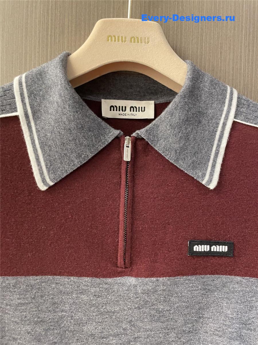 Miu Miu Red Gray Polo Shirt