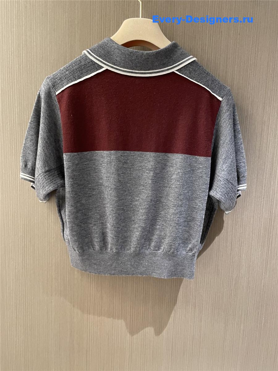 Miu Miu Red Gray Polo Shirt