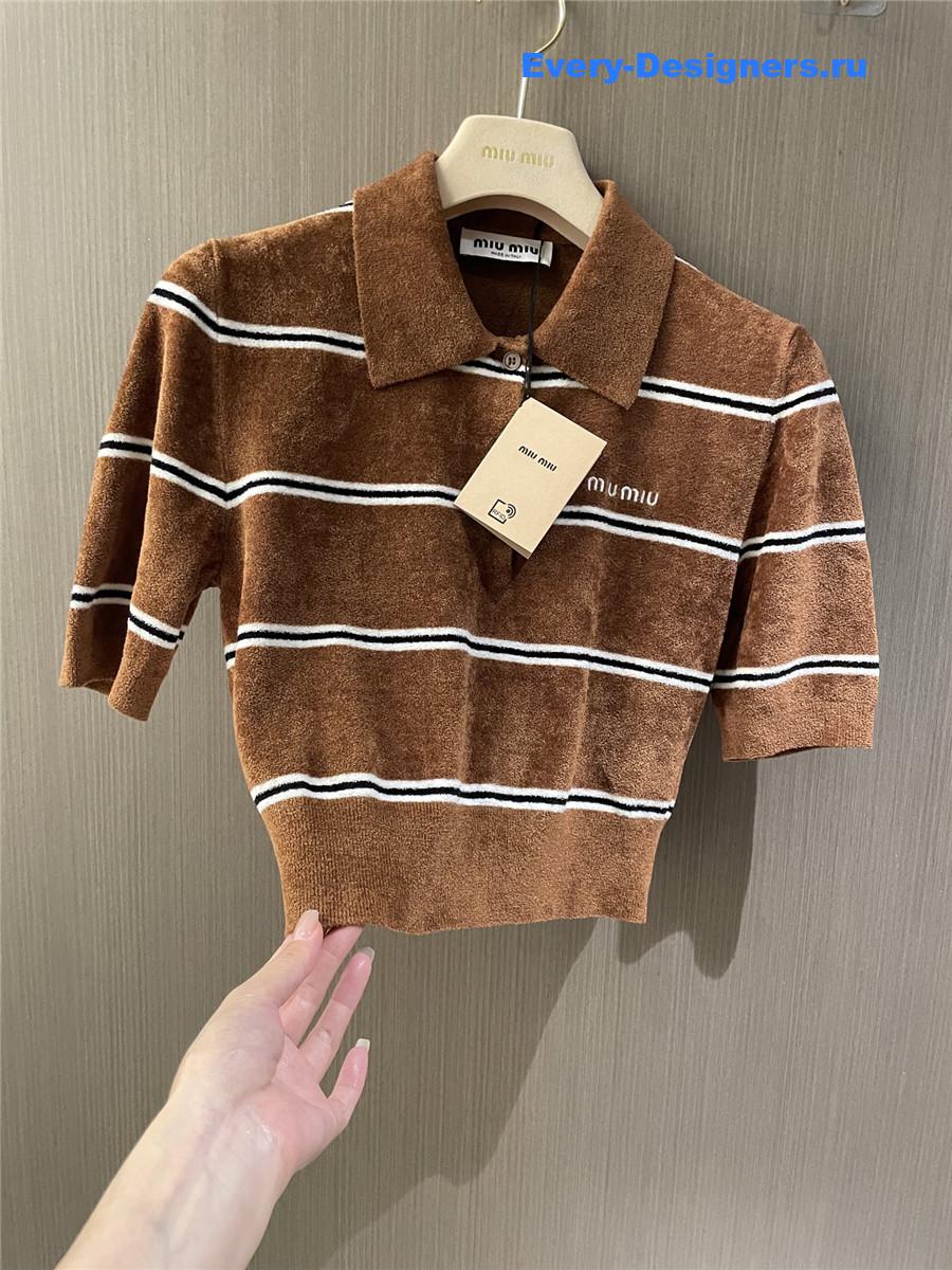 Miu Miu Striped Viscose Polo