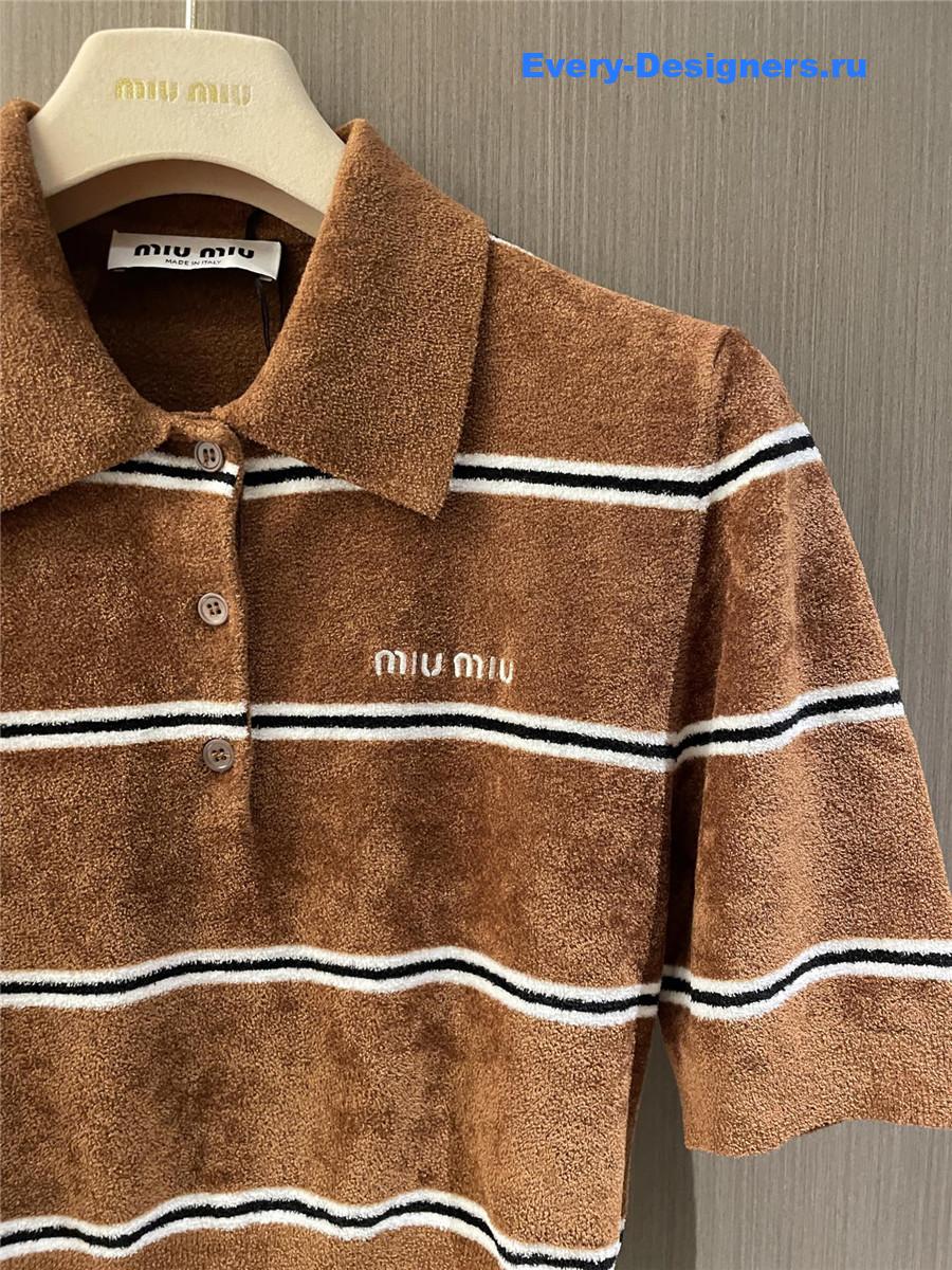 Miu Miu Striped Viscose Polo