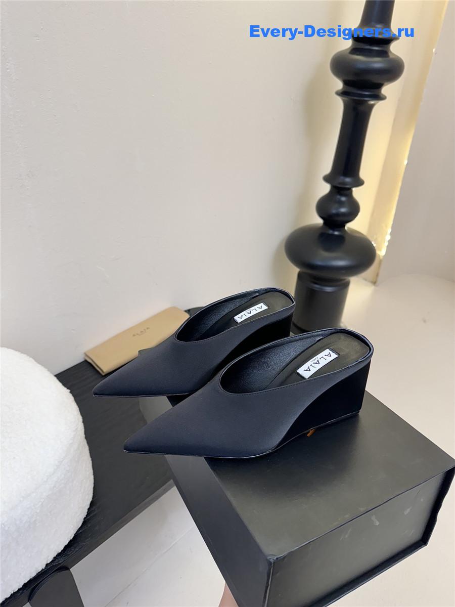 Alaia 75mm Satin-Finish Mules Black