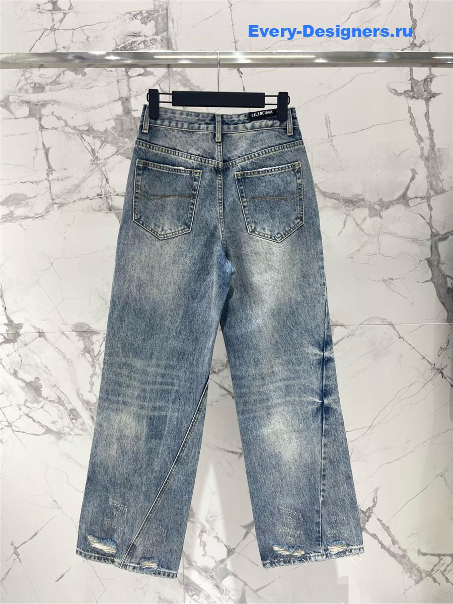 Ba1en*iaga irregular drawstring jeans