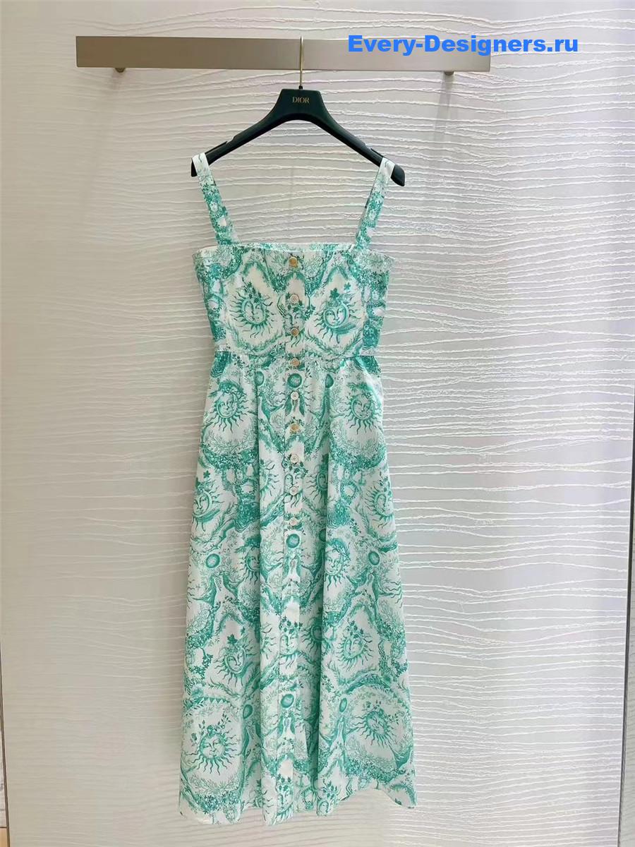 D10r green sun print slip dress