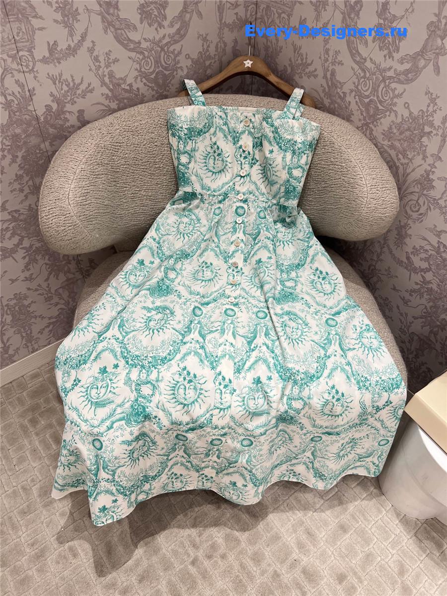 D10r green sun print slip dress