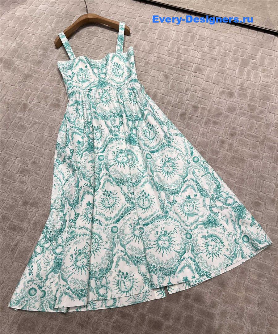 D10r green sun print slip dress