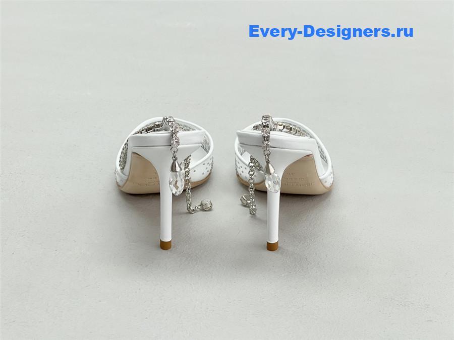 J1m*y Ch00 saeda 100mm crystal pumps silver