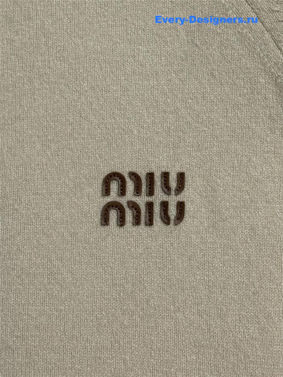 Miu Miu Logo Embroidered Cashmere Cardigan