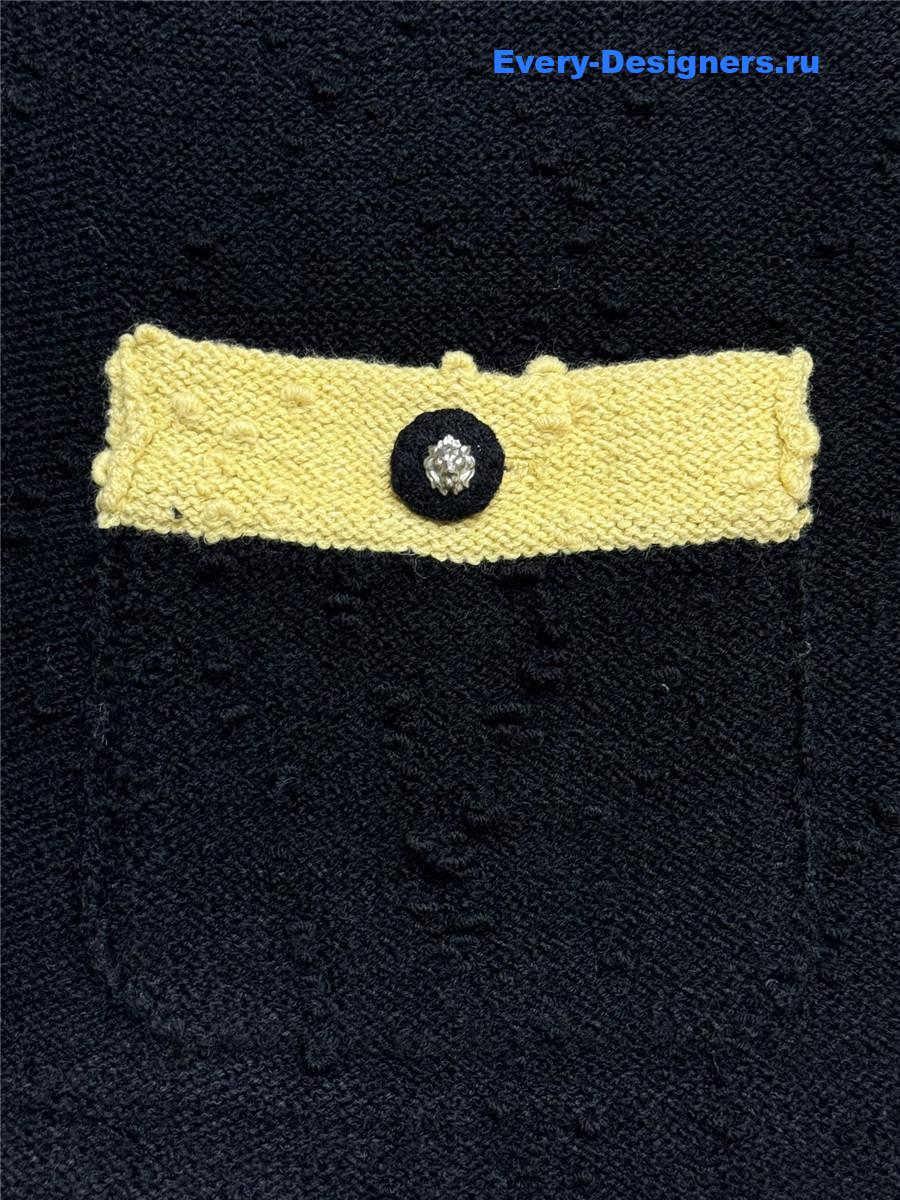 Ch**el v-neck tweed colorblock vest