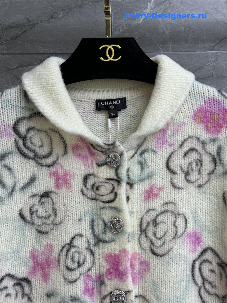 Ch**el pink camellia cashmere cardigan