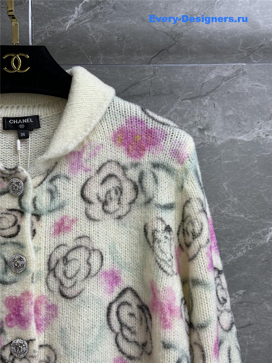 Ch**el pink camellia cashmere cardigan