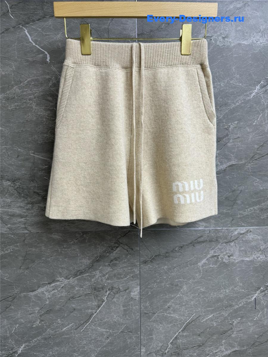 Miu Miu Logo Cashmere Knit Shorts