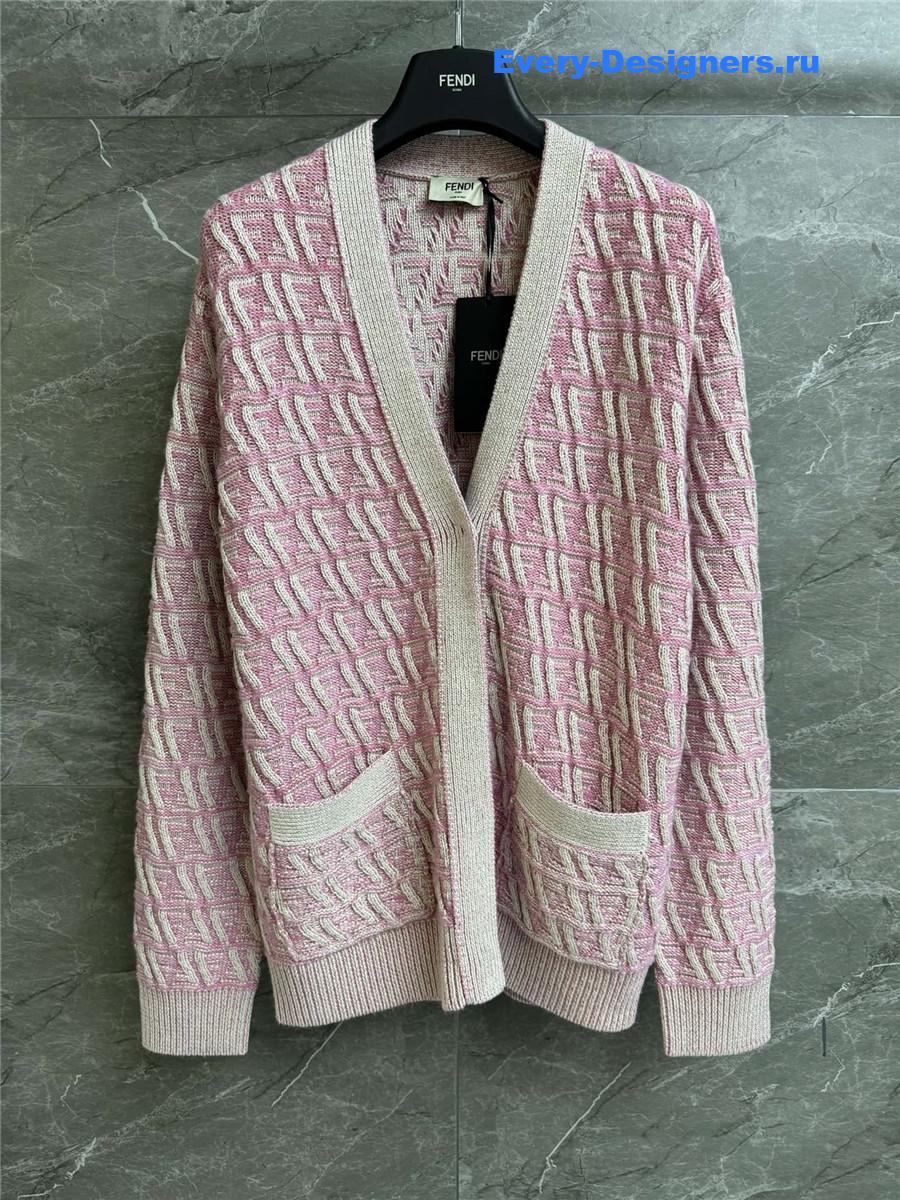 F**di v-neck ff wool cardigan pink