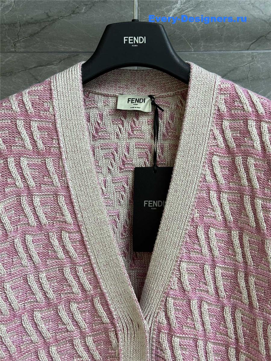 F**di v-neck ff wool cardigan pink