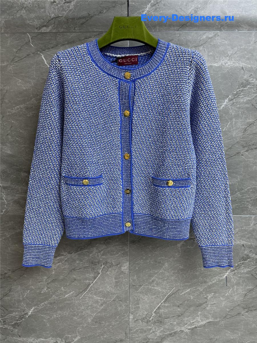 Gvc*1 double g cotton-blend cardigan in blue
