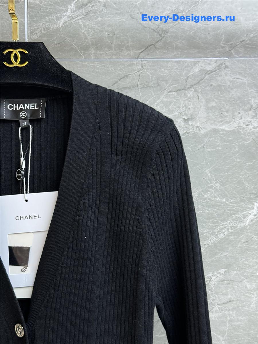 Ch**el v-neck black knitted dress