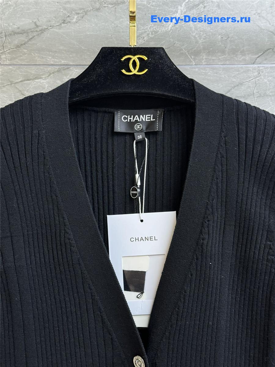 Ch**el v-neck black knitted dress