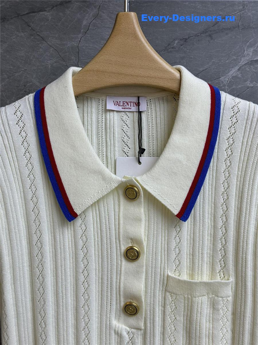 Va1e*ntin0 garavani white cotton polo shirt