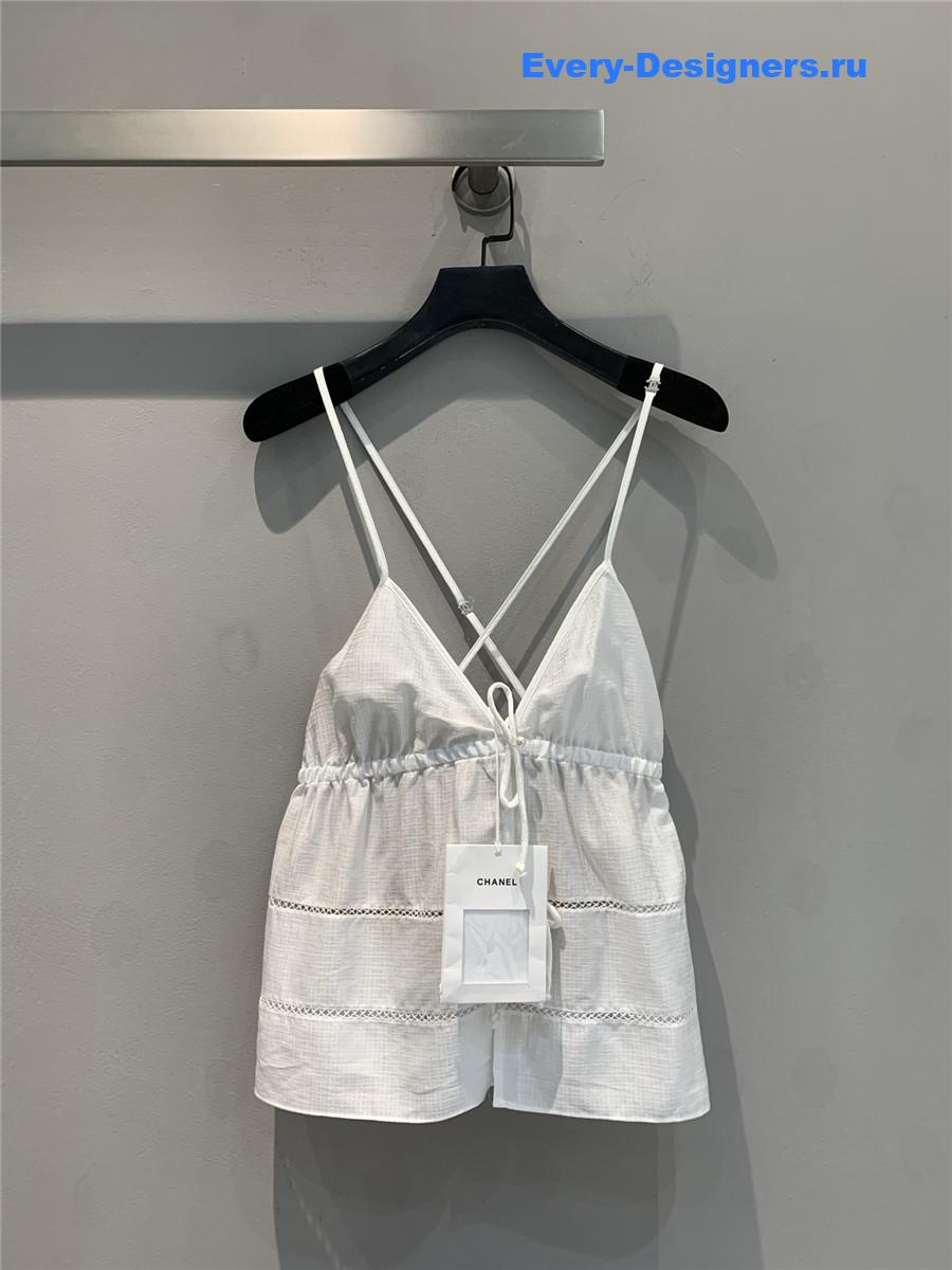 Ch**el white bow tank top