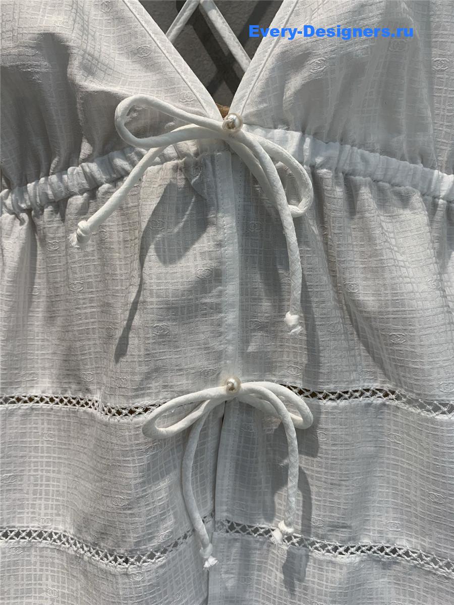 Ch**el white bow tank top