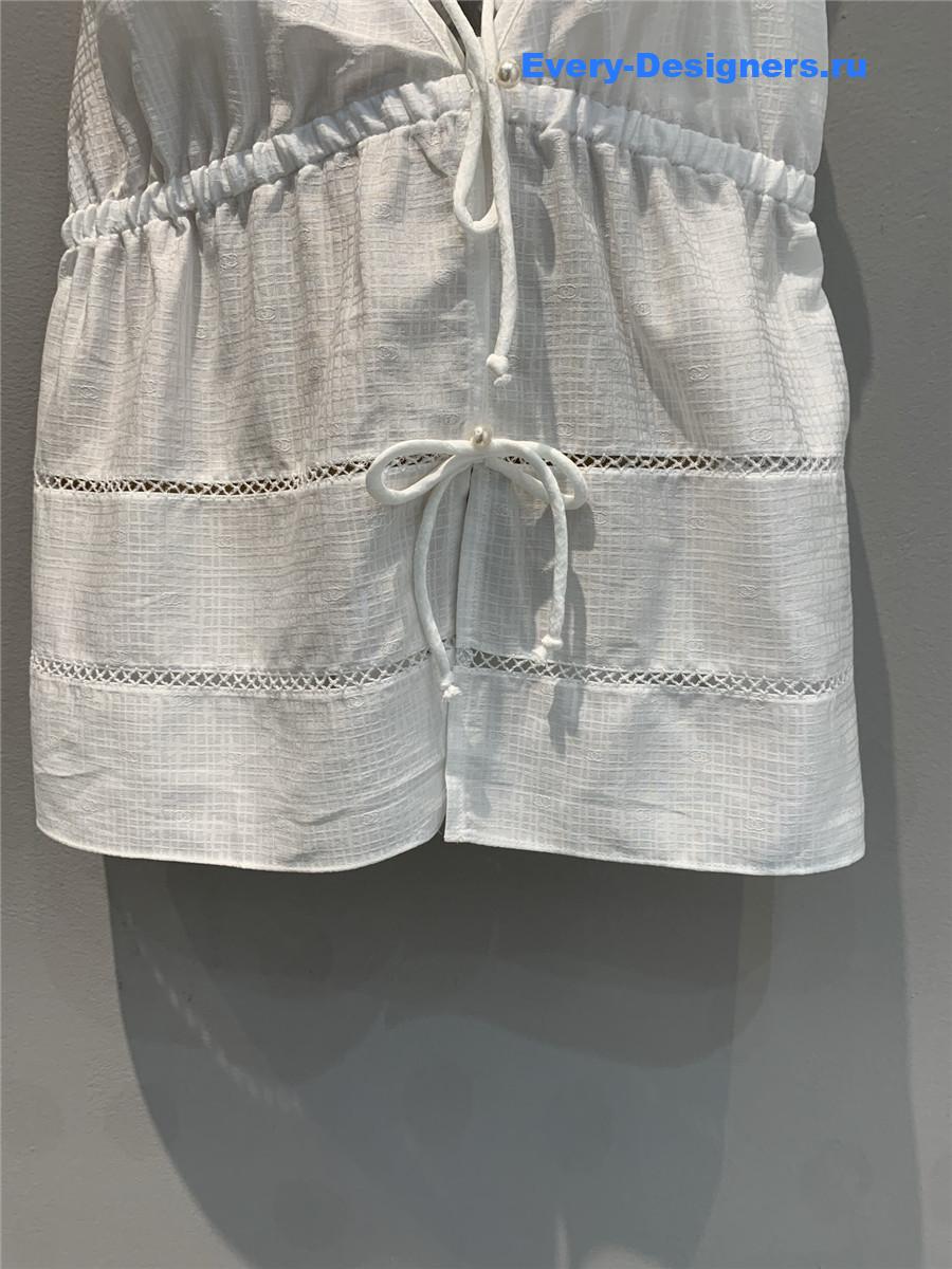 Ch**el white bow tank top