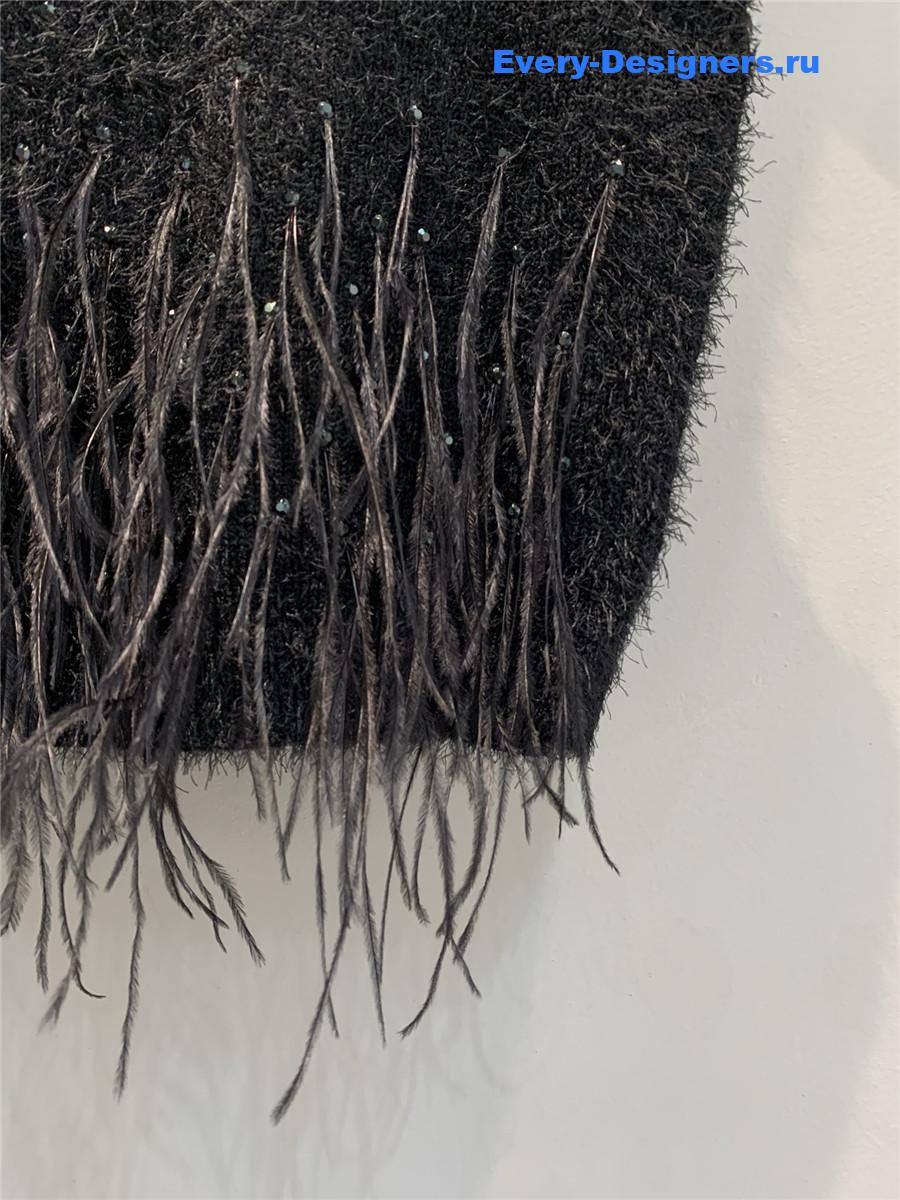 Ch**el black feather cashmere vest