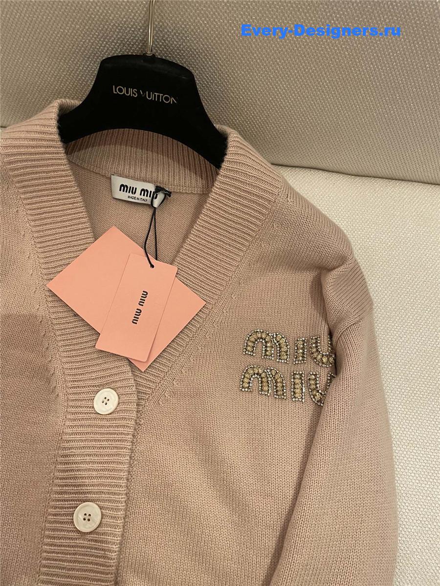 Miu Miu Beaded Crystal Cashmere Cardigan