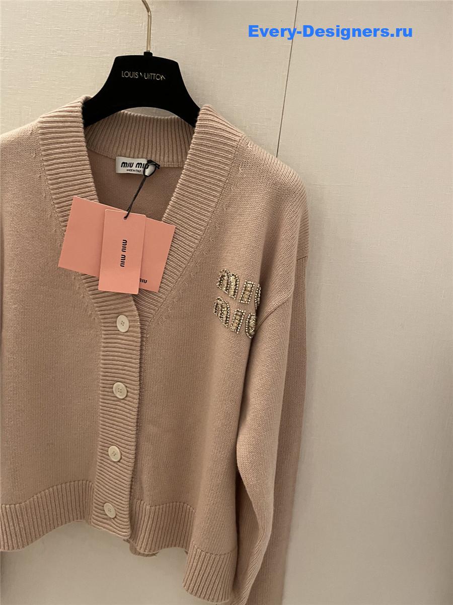Miu Miu Beaded Crystal Cashmere Cardigan