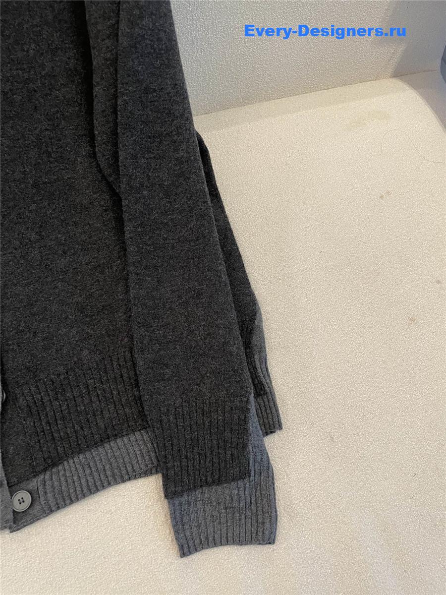 Miu Miu Dark Grey Logo Knitted Cardigan