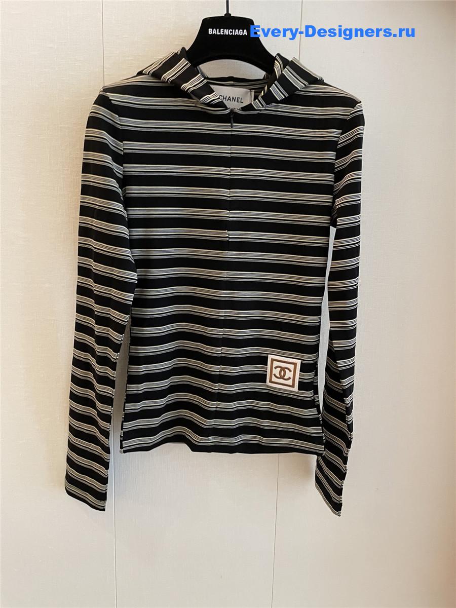 Ch**el hooded striped long sleeve shirt