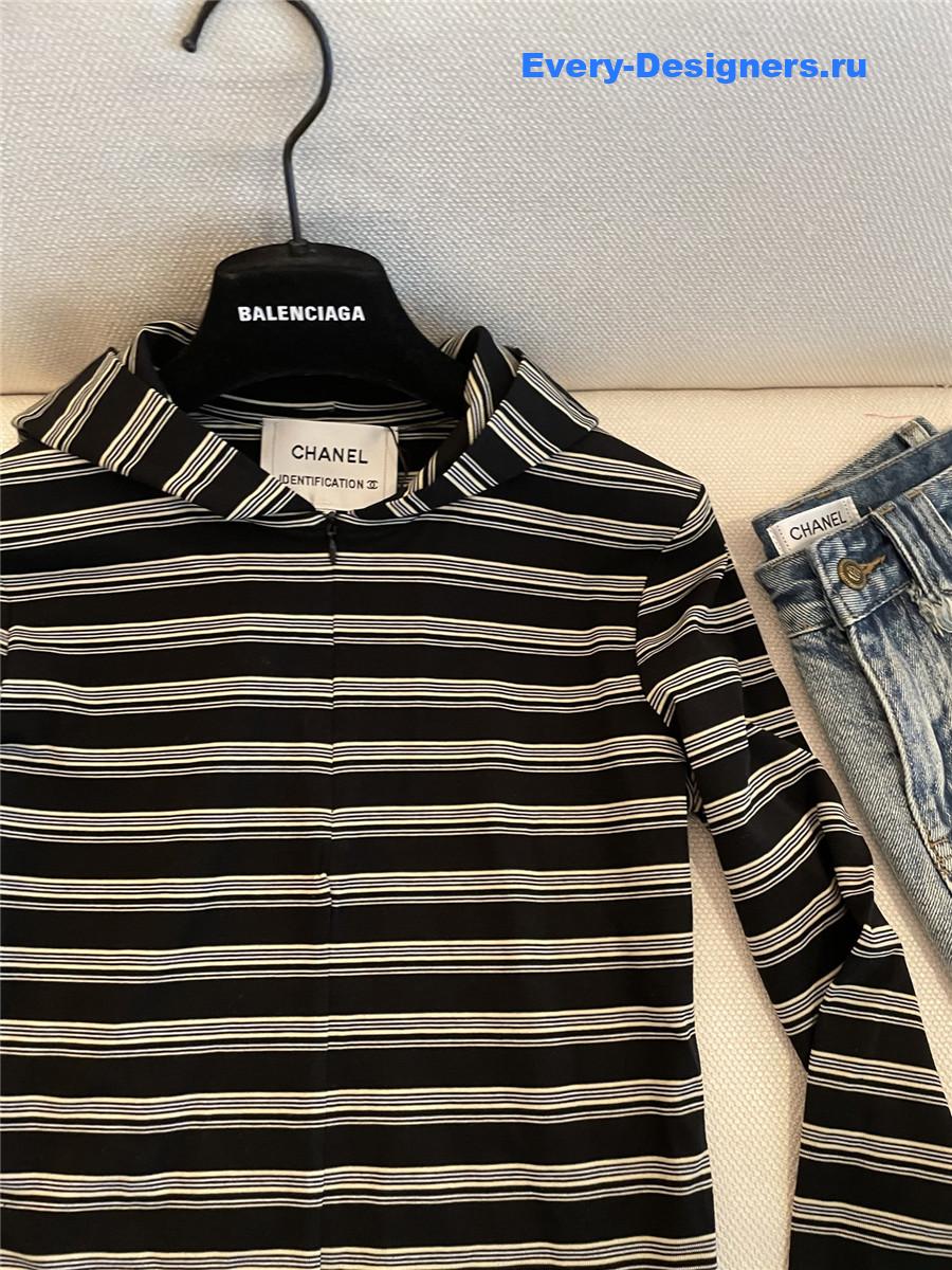 Ch**el hooded striped long sleeve shirt