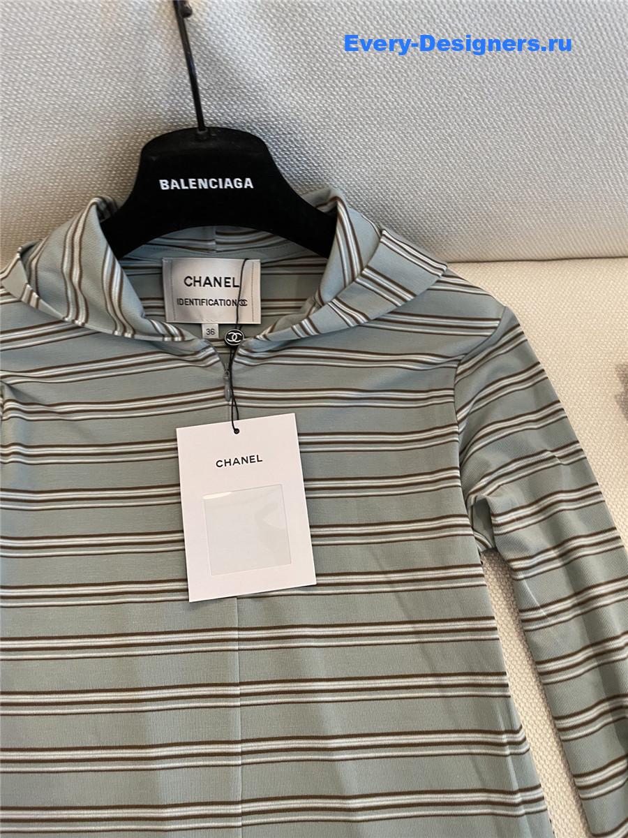 Ch**el green striped hooded shirt