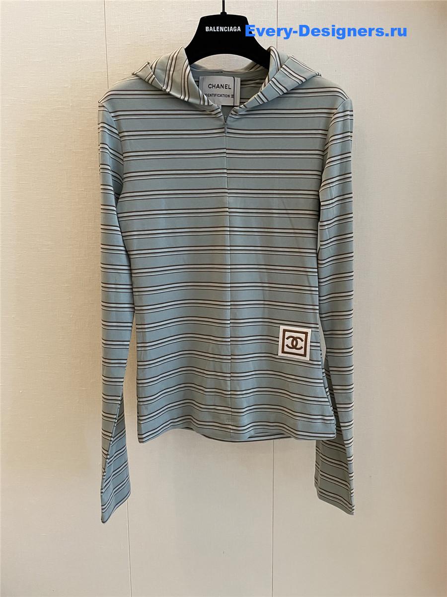 Ch**el green striped hooded shirt