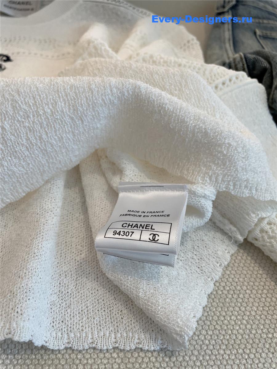 Ch**el cream striped knit top