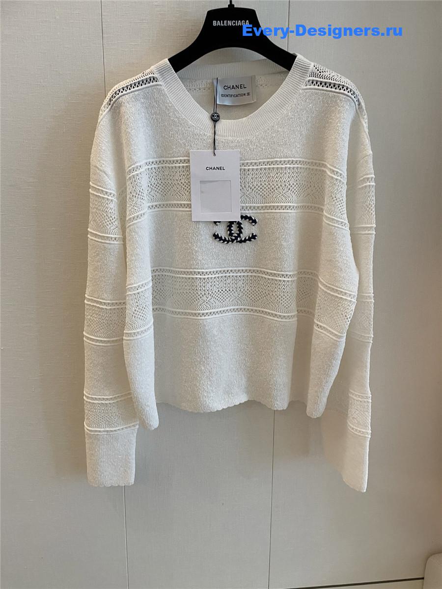 Ch**el cream striped knit top