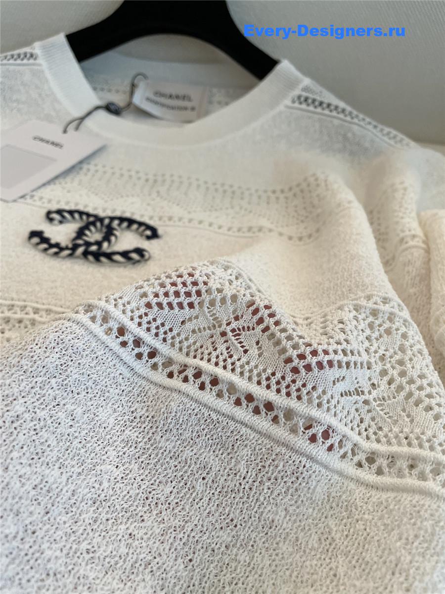 Ch**el cream striped knit top