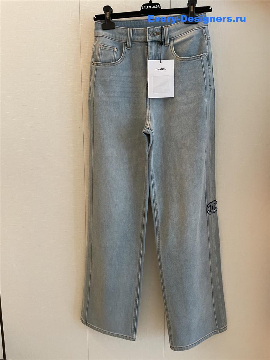 Ch**el light blue straight jeans women