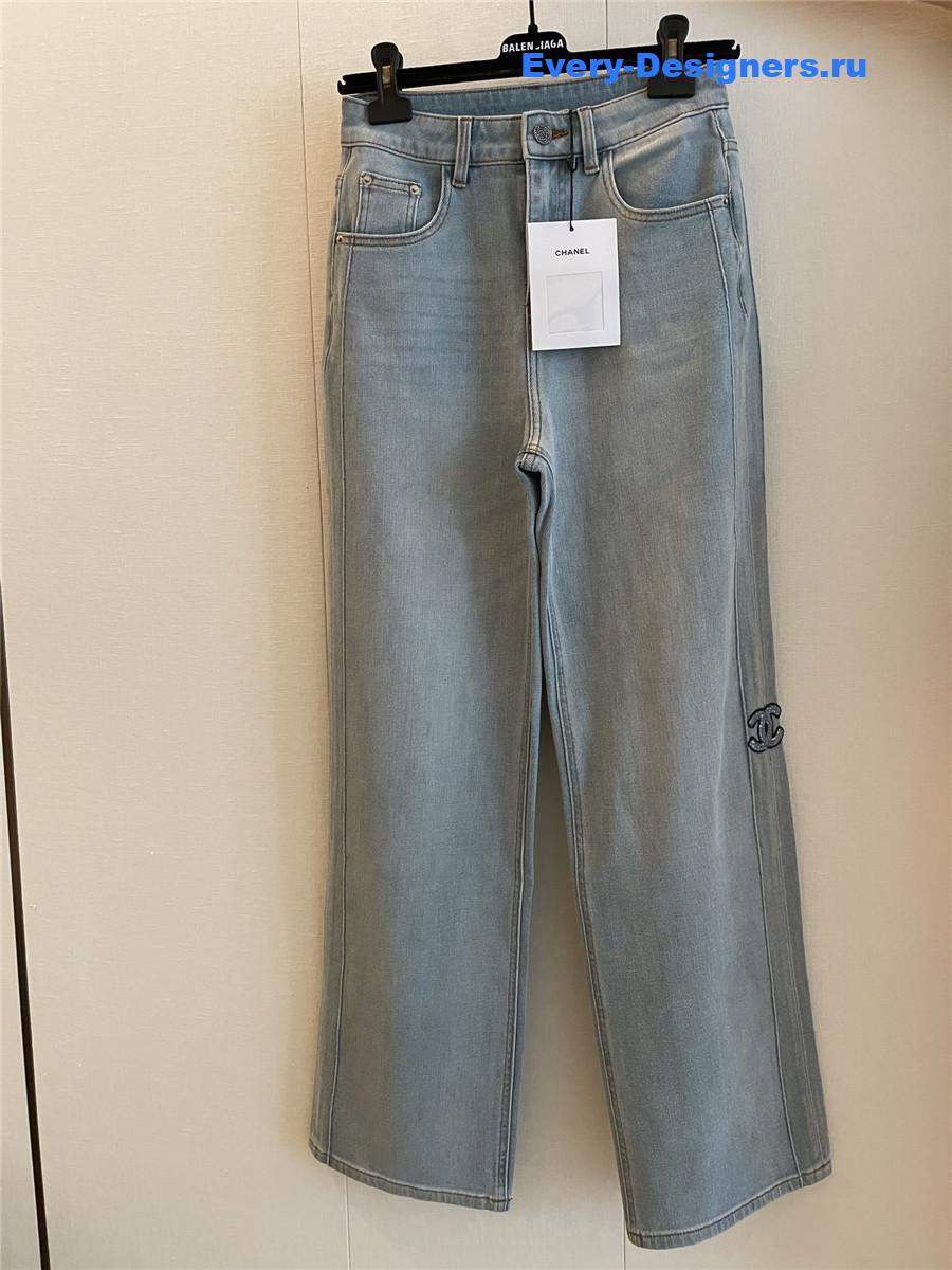 Ch**el light blue straight jeans women