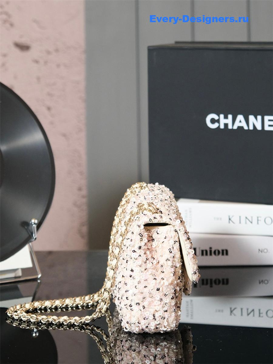 Ch**el tweed sequined cf bag white