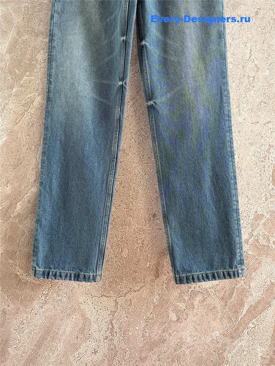 Pra*a blue leather label jeans