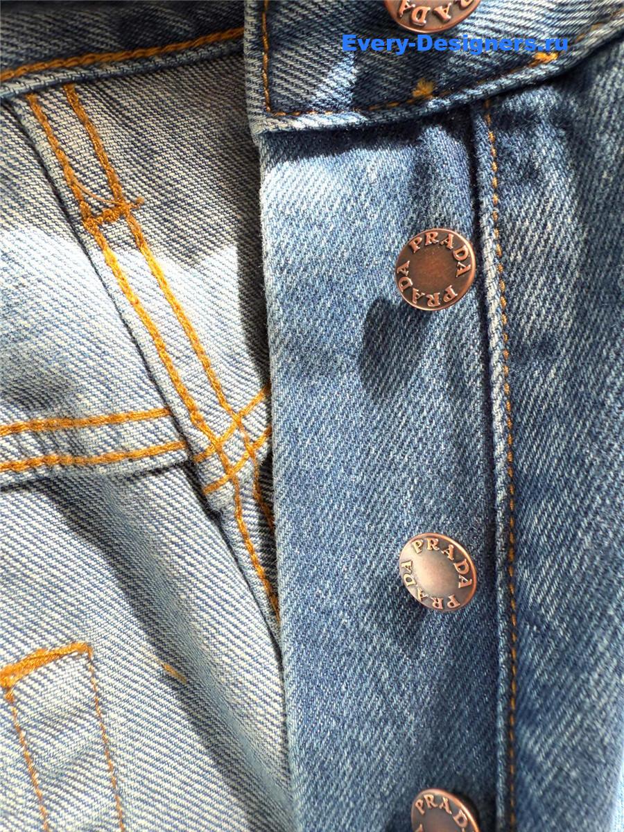 Pra*a blue leather label jeans