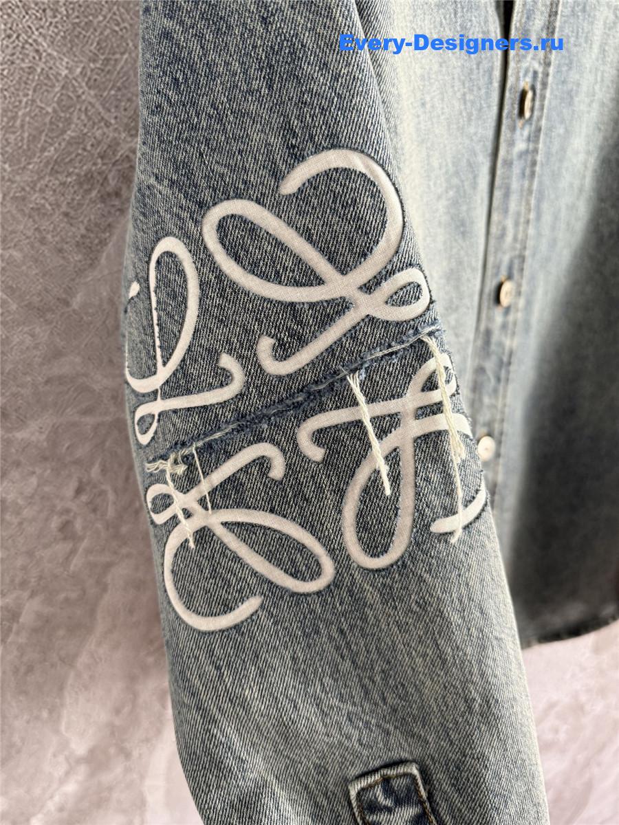 L0ew* anagram denim overshirt blue