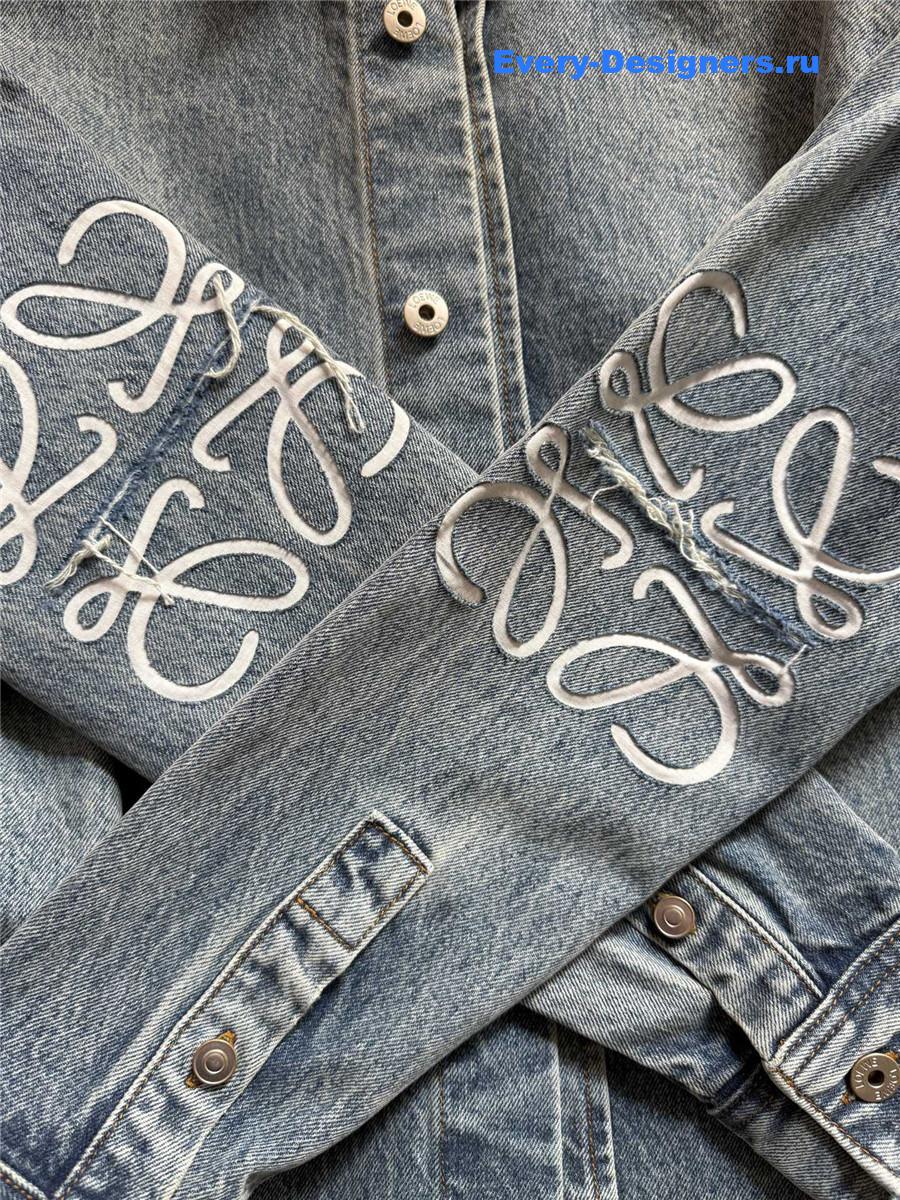 L0ew* anagram denim overshirt blue