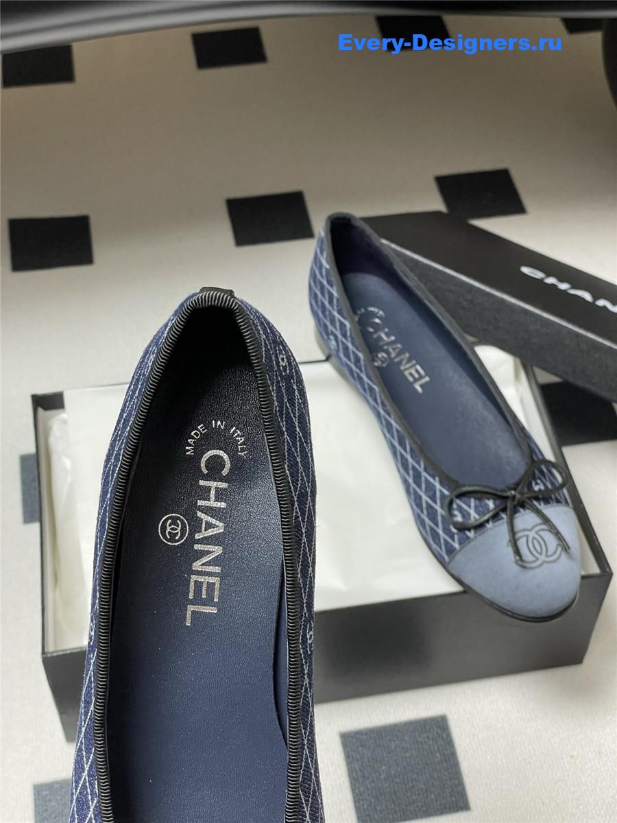 Ch**el navy denim ballet flats