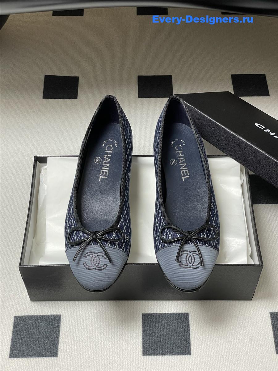 Ch**el navy denim ballet flats