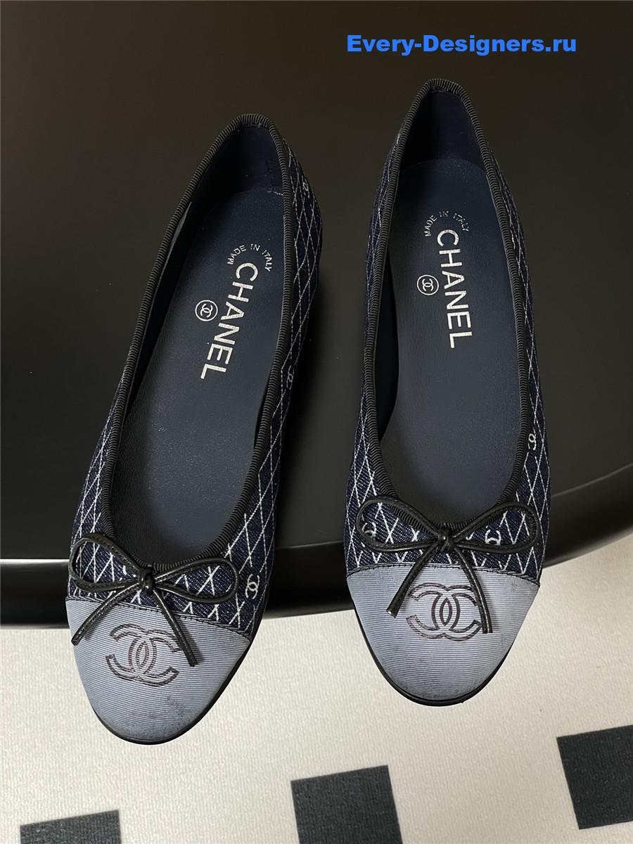 Ch**el navy denim ballet flats