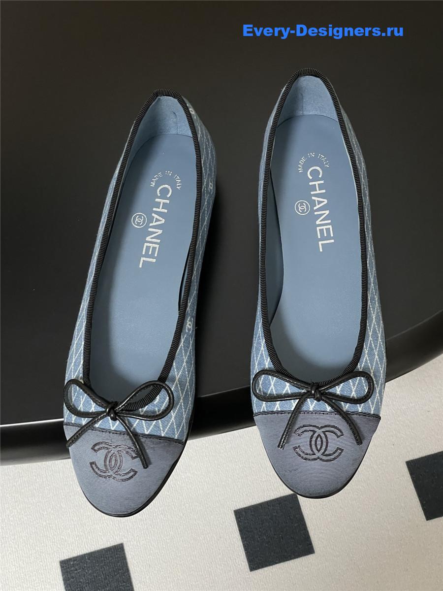 Ch**el light blue denim flats