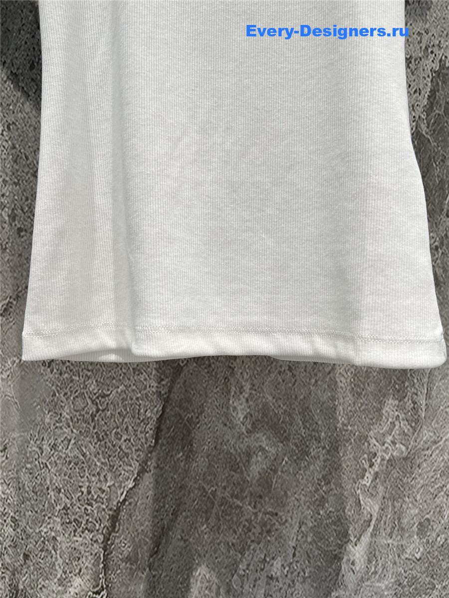 L0ew* embroidered ribbed tank top white