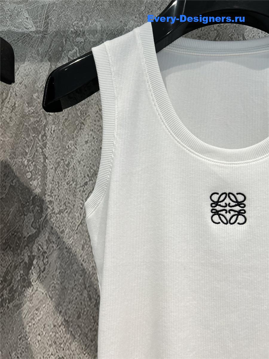 L0ew* embroidered ribbed tank top white