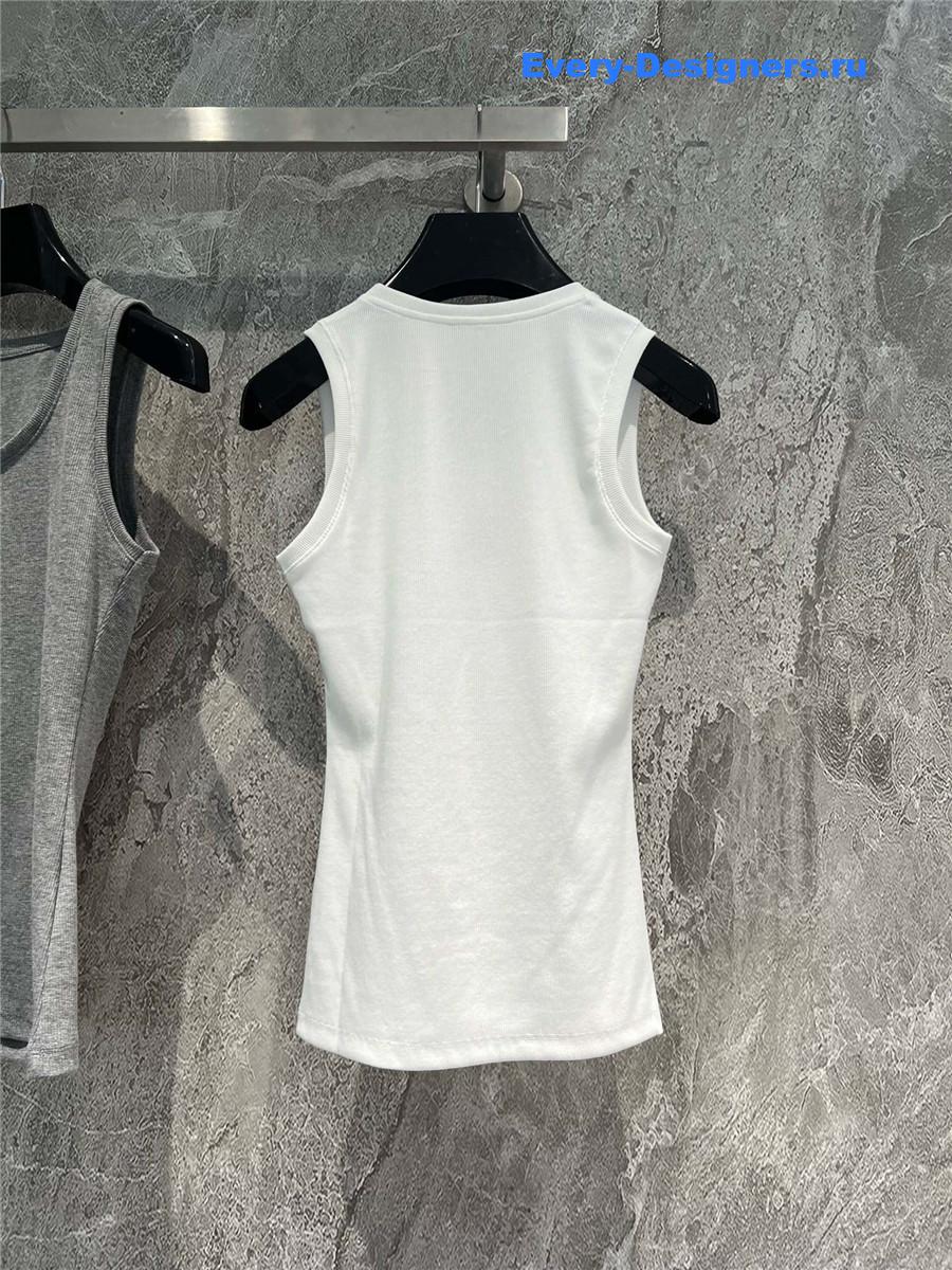 L0ew* embroidered ribbed tank top white